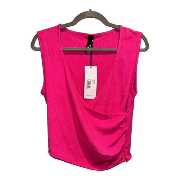 NWT Bobi Los Angeles‎ Pink Semi Cropped Ribbed Tank Top - Picture 2 of 6